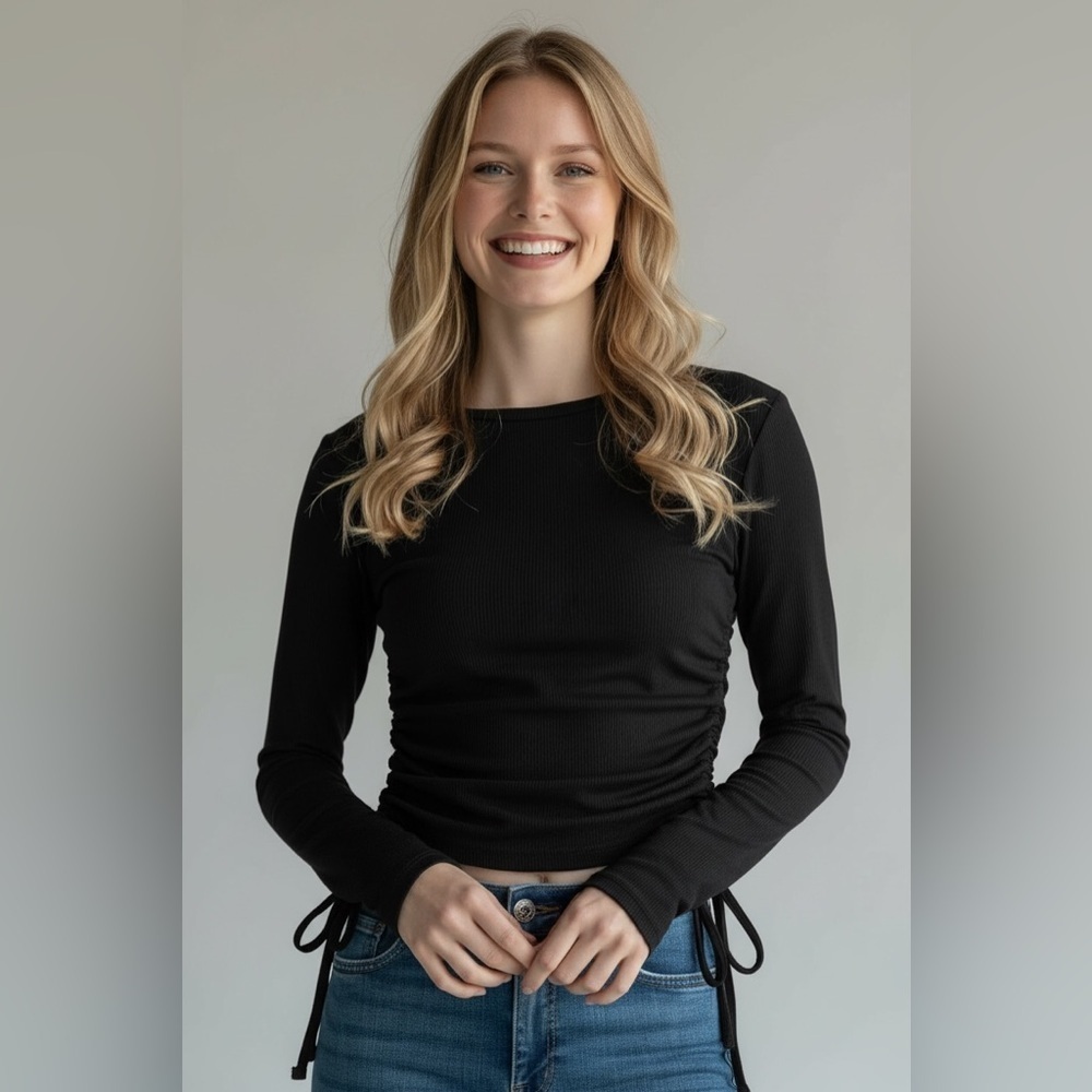 Y2K 2010 Abrcrombie & Fitch long sleeve black crop top XS